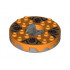 Turntable 6 x 6 Round Base Serrated with Orange Top and Dark Red Faces on Dark Tan and Dark Gray Pattern (Ninjago Spinner): {сребърно метален}