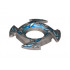 Ring 4 x 4 with 2 x 2 Hole and 4 Arrow Ends with Blue and White Ice Shards Pattern (Ninjago Spinner Crown): {сребърно метален}