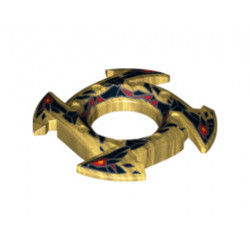 Ring 4 x 4 with 2 x 2 Hole and 4 Arrow Ends with Black and Red Stone Shards Pattern (Ninjago Spinner Crown): {топло златист}