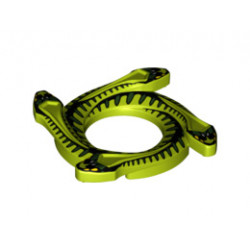 Ring 4 x 4 with 2 x 2 Hole and 4 Snake Head Ends and Black and Dark Green Scales Snake Pattern (Ninjago Spinner Crown): {ярко жълто-зелен}
