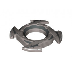 Ring 4 x 4 with 2 x 2 Hole and 4 Arrow Ends with Black Spikes Pattern (Ninjago Spinner Crown): {сребърно метален}