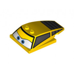 Wedge 6 x 4 x 1 1/3 with 4 x 4 Base with Blue Eyes, Windows and Rear Grille Pattern: {ярко жълт}