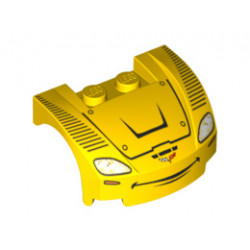 Vehicle, Mudguard 3 x 4 x 1 2/3 Curved Front with Headlights and Smile Pattern (Jeff Gorvette): {ярко жълт}