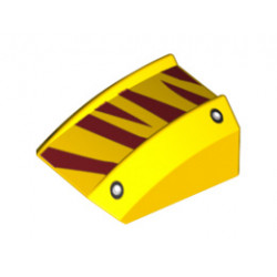 Slope, Curved 2 x 2 Lip with Rivets and Dark Red Tiger Stripes Pattern: {ярко жълт}