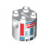 Brick, Round 2 x 2 x 2 Robot Body with Red Lines and Blue Pattern (R5-D8 / R5-D4): {бял}