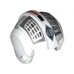 Minifigure, Headgear Helmet SW Rebel Pilot with White Grid on Dark Bluish Gray Pattern: {бял}
