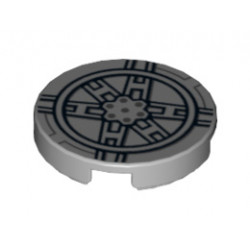 Tile, Round 2 x 2 with Black SW Tie Fighter Pattern (9492): {умерено каменно сив}