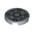 Tile, Round 2 x 2 with Black SW Tie Fighter Pattern (9492): {умерено каменно сив}