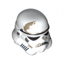 Minifigure, Headgear Helmet SW Stormtrooper, 2 Chin Holes and Dirt Stains Pattern: {бял}