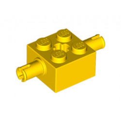 Brick, Modified 2 x 2 with Pins and Axle Hole: {ярко жълт}