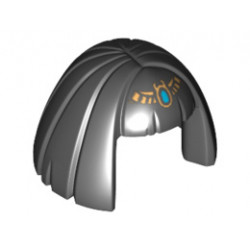 Minifigure, Hair Female Mid-Length, Smooth with Bangs and Gold Diadem Pattern (Egyptian Queen): {черен}