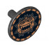Minifigure, Shield Round Flat with Gold Dragon Head with Jagged Teeth Pattern: {титаниево метален}
