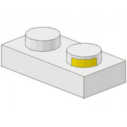 Electric Plate 1 x 2 with Contacts: {бял}