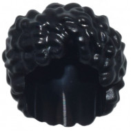 Black Minifigure, Hair Curly, Bushy, Hole on Top: {черен}