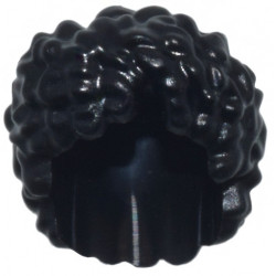 Black Minifigure, Hair Curly, Bushy, Hole on Top: {черен}