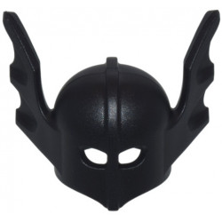 Black Minifigure, Headgear Helmet with Bat Wings, Rounded Top, Angled Wings: {черен}