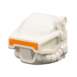 Minifigure, Headgear Helmet Space with Closed Visor, Breathing Tubes and Antenna with Orange Lens Pattern: {бял}