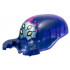 Minifigure, Head, Modified Alien Elongated with 2 Mandibles with Marbled Dark Blue and Printed Bright Light Yellow Eyes, Metallic Light Blue Face, Magenta Highlights and Hexagons Pattern: {прозрачно ярко синьо-виолетов}