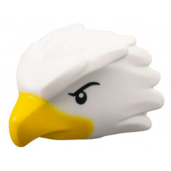 Minifigure, Head, Modified Bird (Eagle) with Black Eyes and Eyebrows, Yellow Beak Pattern: {бял}