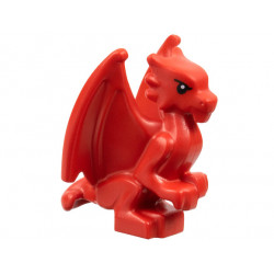 Dragon, Baby, Perched with Folded Wings with Black Eyes and Eyebrows Pattern: {ярко червен}
