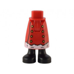 Mini Doll Hips and Skirt Long, Robe with Gold Buttons and White Trim, Black Boots Pattern - Thick Hinge: {ярко червен}