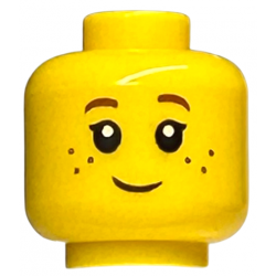 Minifigure, Head Child Black Eyelashes, Dark Red Eyebrows, Freckles Pattern: {ярко жълт}