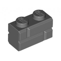 Профилирана тухличка 1X2 с прорез: {тъмно каменно сив}