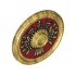 Minifigure, Shield Round with Stud and Ring Around Edge with Dark Red and Gold Aztec Pattern: {топло златист}