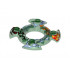 Ring 4 x 4 with 2 x 2 Hole and 4 Swirl Ends with Blue and Red Pattern (Ninjago Spinner Crown): {прозрачно зелен}