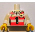 Torso Horizontal Red Stripes with Black Number 1 and Golden Brick and Shield Pattern / White Arms / Yellow Hands: {бял}