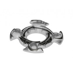 Ring 4 x 4 with 2 x 2 Hole and 4 Swirl Ends with Black and Silver Pattern (Ninjago Spinner Crown): {прозрачен}