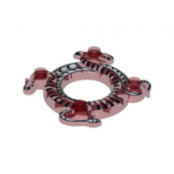 Ring 4 x 4 with 2 x 2 Hole and 2 Intertwined Snakes with White and Black Pattern (Ninjago Spinner Crown): {прозрачно червен}