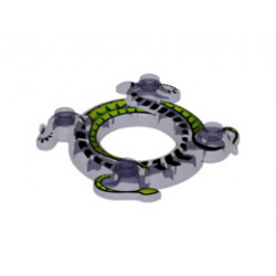 Ring 4 x 4 with 2 x 2 Hole and 2 Intertwined Snakes with Lime Green Pattern (Ninjago Spinner Crown): {прозрачно ярко синьо-виолетов}