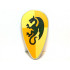 Minifigure, Shield Ovoid with Dragon Dark Green on Light Yellow and Ochre Quarters Background Pattern : {умерено каменно сив}