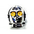 Minifigure, Head, Modified SW C-3PO / K-3PO Protocol Droid with Yellow Eyes Pattern: {хромирано сребрист}