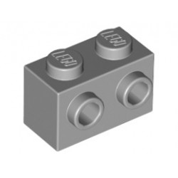 Тухличка 1X2 с 2 пъпки: {умерено каменно сив}