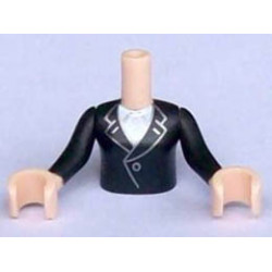 Torso Mini Doll Friends Black Jacket with White Blouse Pattern, Light Nougat Arms with Hands with Black Sleeves: {светло нуга}