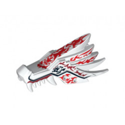 Dragon Head (Ninjago) Upper Jaw with Red and Dark Red Fire Spirit Pattern : {бял}