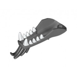 Dragon Head (Ninjago) Lower Jaw with White Teeth and Black Spines Pattern : {тъмно каменно сив}