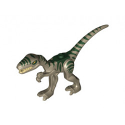 Dinosaur, Coelophysis / Gallimimus with Dark Green Stripes and Yellow Eyes Pattern : {пясъчно жълт}