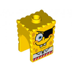 Minifigure, Head Modified SpongeBob SquarePants with Eyepatch Pattern : {ярко жълт}