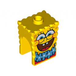Minifigure, Head Modified SpongeBob SquarePants with Open Smile Large and Blue Lei Pattern : {ярко жълт}