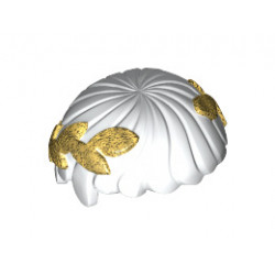 Minifigure, Hair Short, Straight Cut Fringe with Gold Laurel Wreath Pattern: {бял}