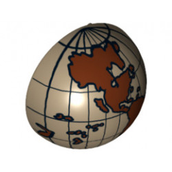 Cylinder Hemisphere 2 x 2 with Cutout with the Americas and South Pacific Dark Brown Globe Pattern: {пясъчно жълт}