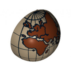 Cylinder Hemisphere 2 x 2 with Cutout with Europe, Africa, Asia, Australia Dark Brown Globe Pattern: {пясъчно жълт}