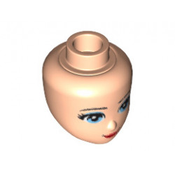 Mini Doll, Head Friends with Light Blue Eyes with Eye Shadow, Red Lips and Closed Mouth Pattern : {светло нуга}