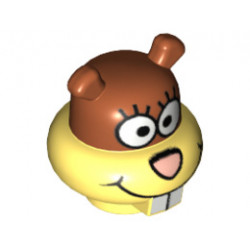 Minifigure, Head Modified Sandy Cheeks Pattern (Rust Top Portion): {студено жълт}