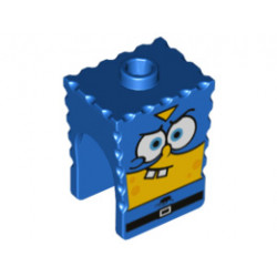 Minifigure, Head Modified SpongeBob SquarePants with Super Hero Pattern : {ярко син}