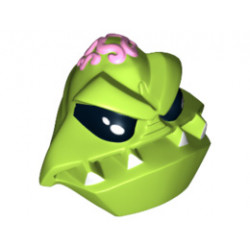 Minifigure, Head Modified Alien with 4 Fangs and Brain Tissue Pattern : {ярко жълто-зелен}