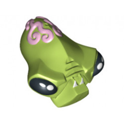 Minifigure, Head Modified Alien with 2 Fangs and Brain Tissue Pattern : {ярко жълто-зелен}